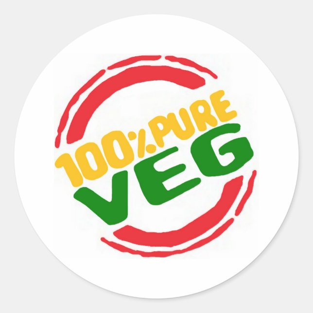 100% Reines Veg Runder Aufkleber (Vorderseite)