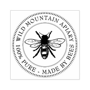 100% Reinheit aus Bienen Apiary Briefmarke Heraldi Gummistempel