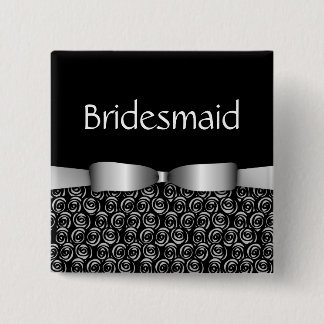 100 Rosetten, die Brautjungfern-Knöpfe - Silber Button