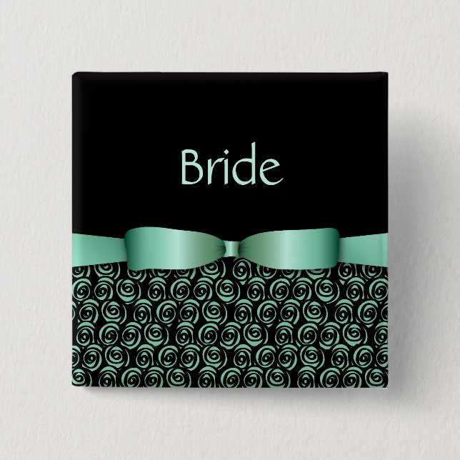 100 Rosetten, die Knöpfe - Aquamarine Wedding sind Button (Vorderseite)