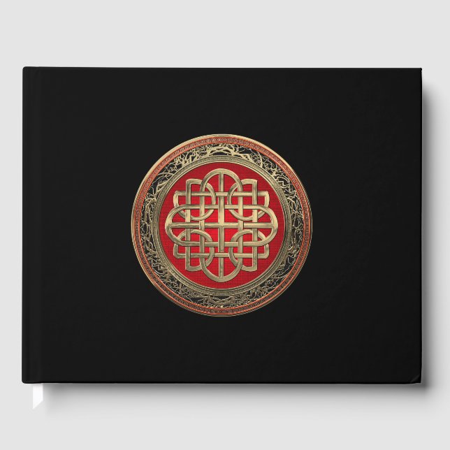 [100] Sacred Celtic Gold Knot Cross Gästebuch (Vorderseite)