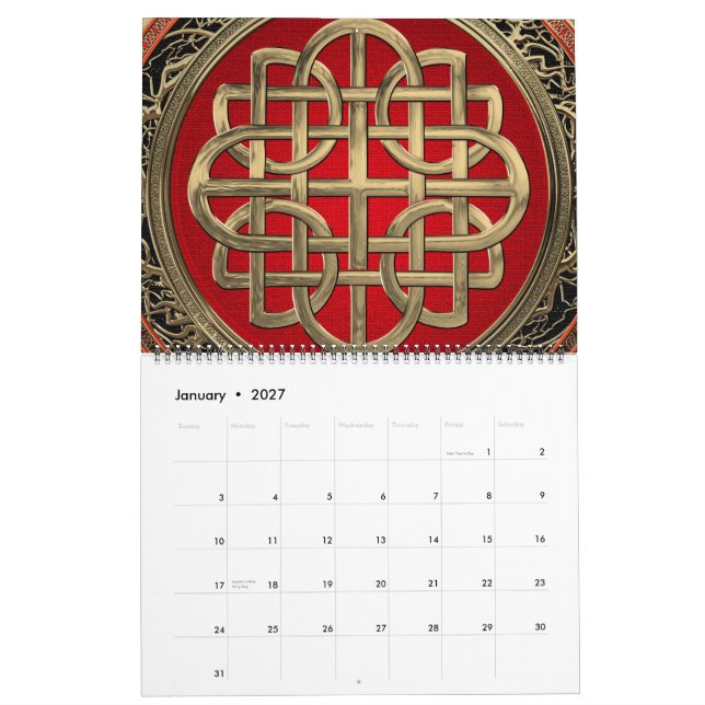 [100] Sacred Celtic Gold Knot Cross Kalender (Jan 2027)