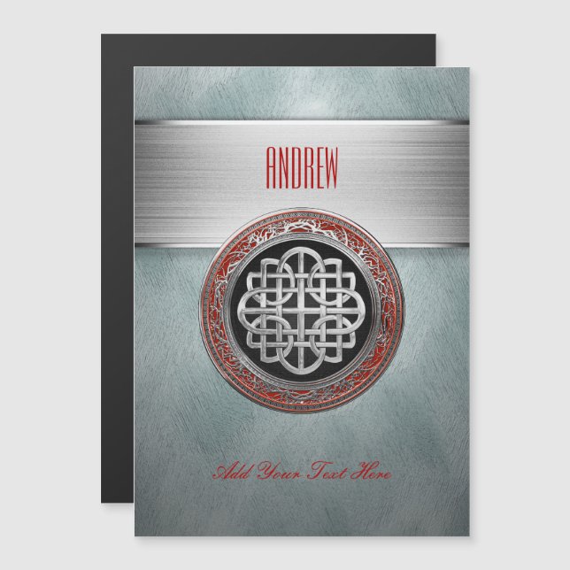[100] Sacred Celtic Silver Knot Cross Magneteinladung (Vorne/Hinten)