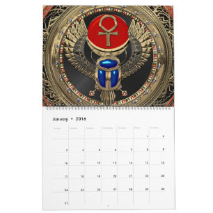 [100] Sacred Gold Egyptian Winged Scarab mit Ankh Kalender