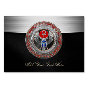 [100] Sacred Silver Egyptian Winged Scarab & Ankh Tischnummer