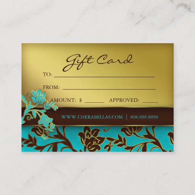 /100 Salon Gift Card Spa Gold Floral BB 232 Rabattkarte (Vorderseite)