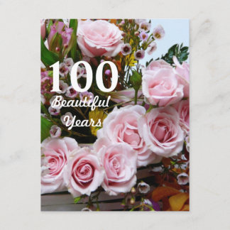 100 schöne Jahre! - Geburtstags-Party/rosa Rosen Einladung