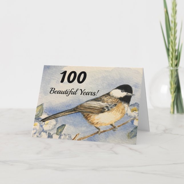 100. Schönes Jahr Charming Chickadee Karte (Vorderseite)