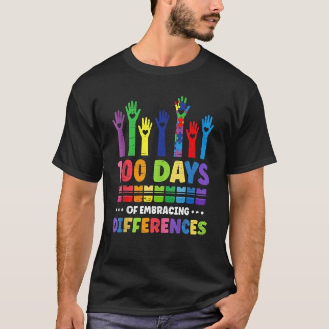100. Schullehrer 100 Tage Autismus Awaren T-Shirt (Vorderseite)