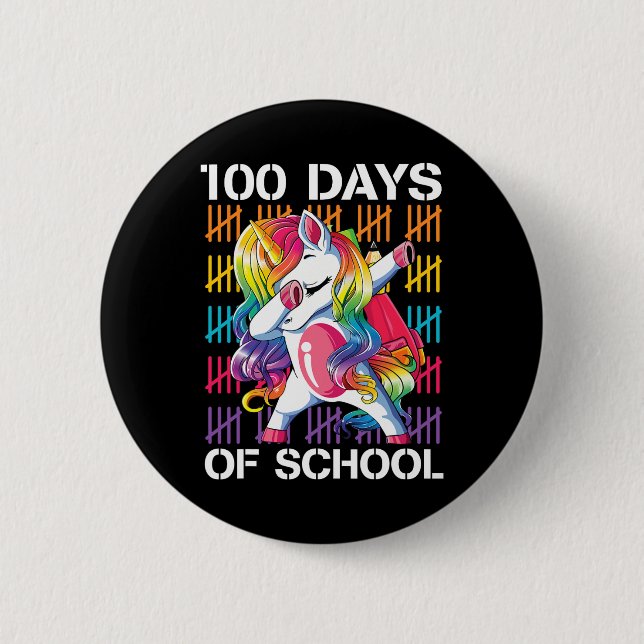 100. Schullehrer 100 Tage Einhorn Button (Vorderseite)