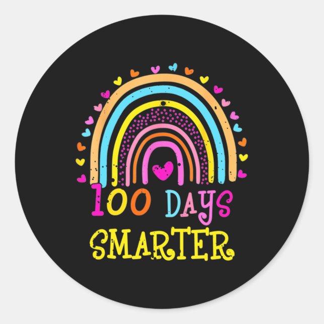100. Schullehrer - 100 Tage klüger Runder Aufkleber (Vorderseite)