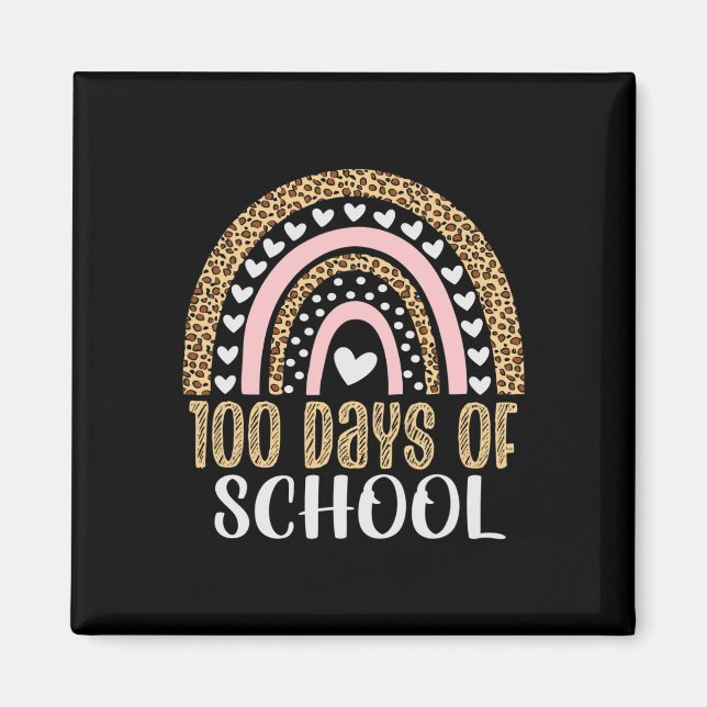 100. Schullehrer 100 Tage Regenbogen Leopa Magnet (Vorne)