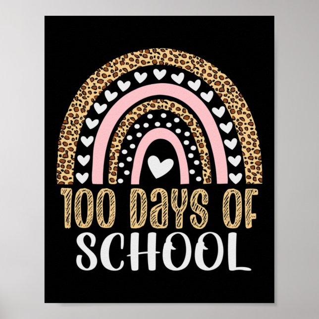 100. Schullehrer 100 Tage Regenbogen Leopa Poster (Vorne)
