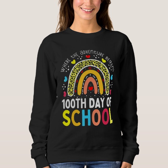 100. Schullehrer 100 Tage schlauer Leopa Sweatshirt (Vorderseite)