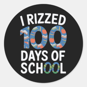 100. Schullehrer I Rizated 100 Days Runder Aufkleber