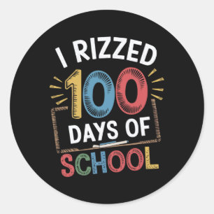 100. Schullehrer I Rizated 100 Days Runder Aufkleber