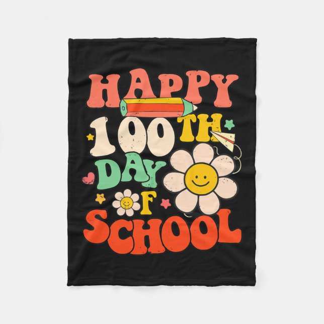 100. Schullehrer Kinder 100 Tage Retro Gr Fleecedecke (Vorderseite)