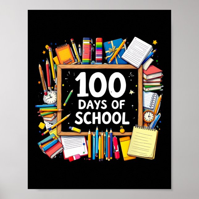 100. Schullehrer Kinder glücklich 100 Tage m Poster (Vorne)