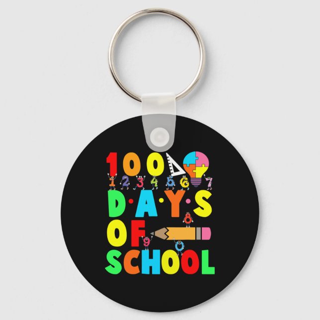 100. Schullehrer Kinder Kind glücklich 100 D Schlüsselanhänger (Vorderseite)