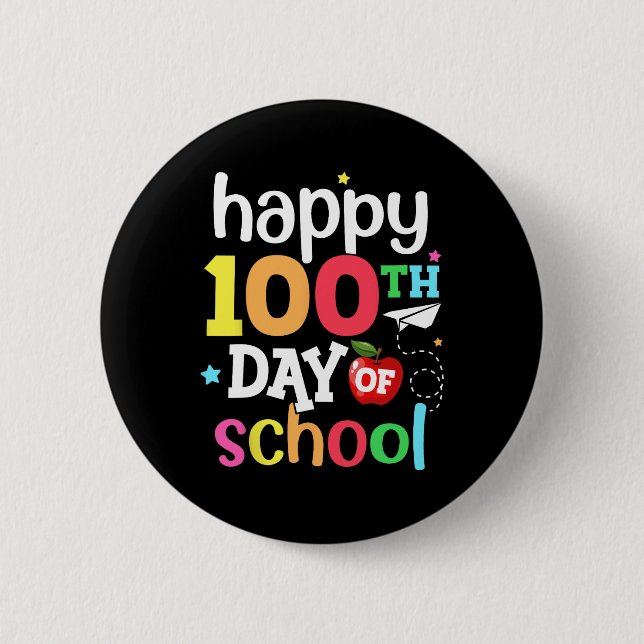 100. Schullehrer Kinder Mädchen Jungen glücklich Button (Vorderseite)