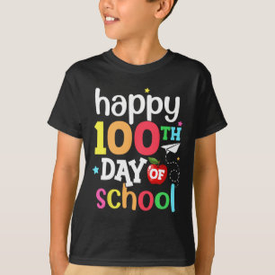 100. Schullehrer Kinder Mädchen Jungen glücklich T-Shirt