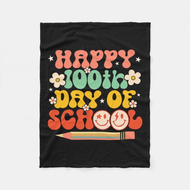 100. Schullehrer Kinder Retro Groovy 100 Fleecedecke (Vorderseite)