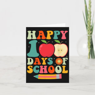 100. Schullehrer Kinder Retro Groovy 100 Karte