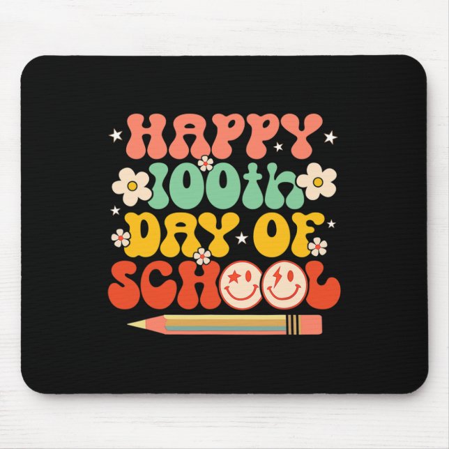 100. Schullehrer Kinder Retro Groovy 100 Mousepad (Vorne)