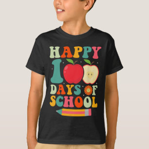 100. Schullehrer Kinder Retro Groovy 100 T-Shirt