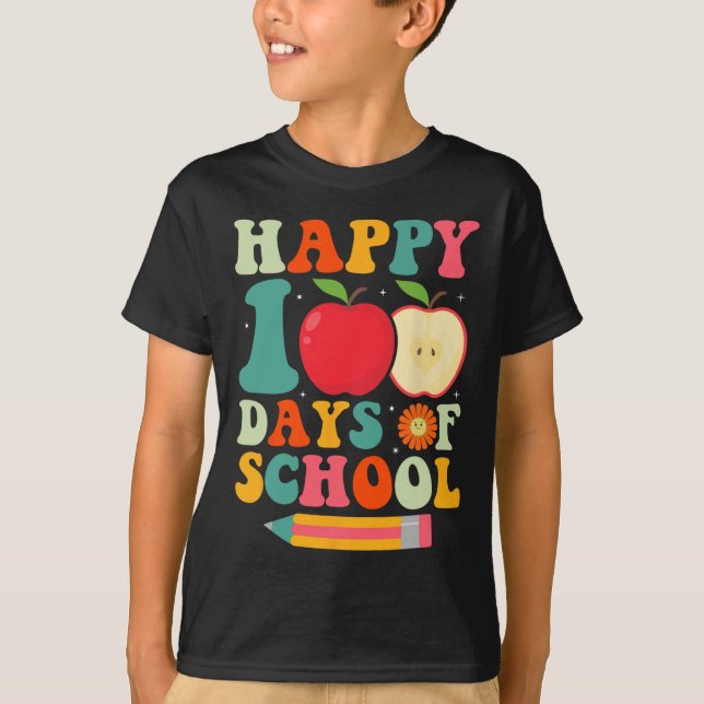100. Schullehrer Kinder Retro Groovy 100 T-Shirt (Vorderseite)