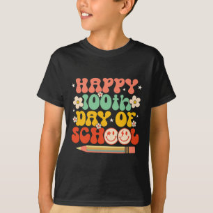 100. Schullehrer Kinder Retro Groovy 100 T-Shirt