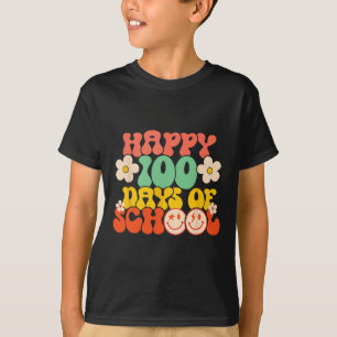 100. Schullehrer Kinder Retro Groovy 100 T-Shirt