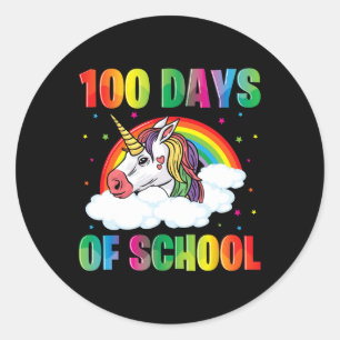 100. Schullehrer Unicorn Kinder 100 Tage Runder Aufkleber