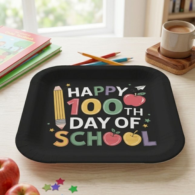 100. SchullehrerInnen glücklich 100 Tage Pappteller (Von Creator hochgeladen)