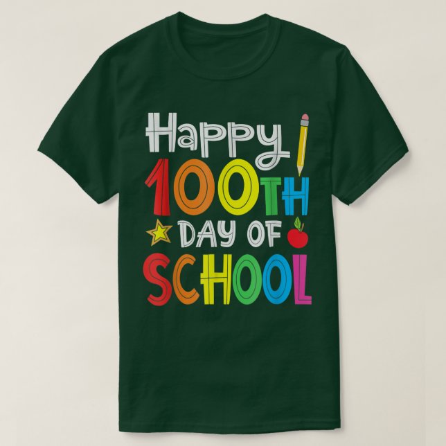 100. Schullehrertag Kinder glücklich 100 T-Shirt (Design vorne)
