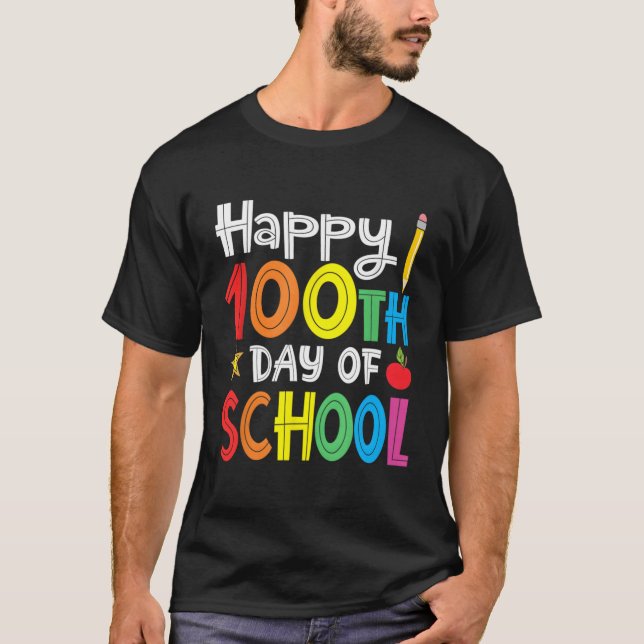 100. Schullehrertag Kinder glücklich 100 Tage T-Shirt (Vorderseite)