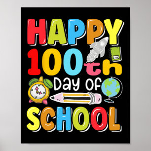 100. Schullehrertag Kinder haben 100 Tage Glück Poster
