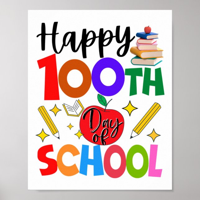100. Schullehrertag Schüler Kinder 100 Tage Poster (Vorne)