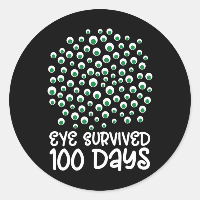100. Schulmonster Google Eye überlebte 10 Runder Aufkleber (Vorderseite)