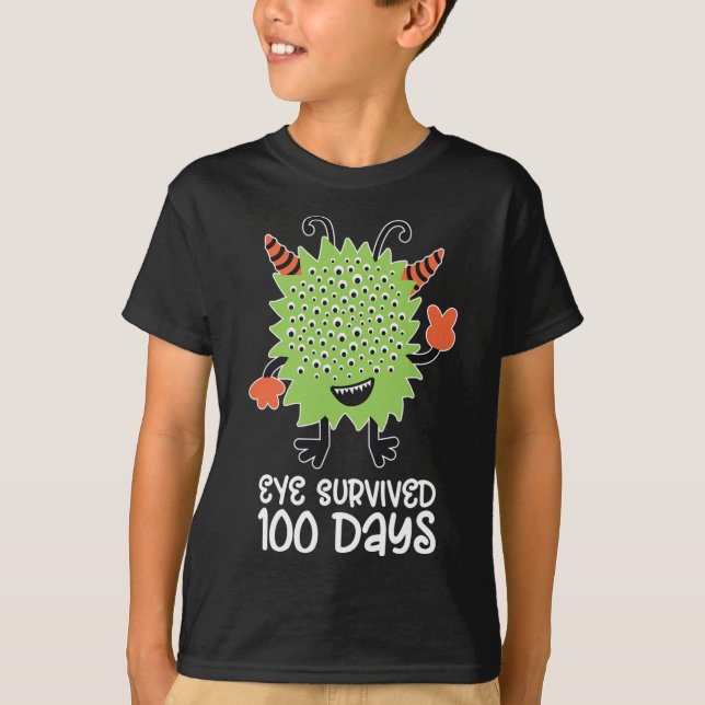 100. Schulmonster Jungen Kinder Auge überlebt T-Shirt (Vorderseite)