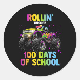 100. Schulmonster-Lkw-Boys 100 Tage Runder Aufkleber