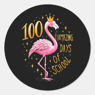 100. Schultag 100 Flamingo Schultage Flamingo Runder Aufkleber