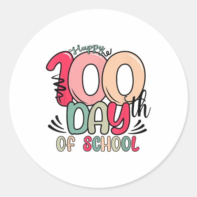 100. Schultag 100 Schultage Runder Aufkleber (Vorderseite)