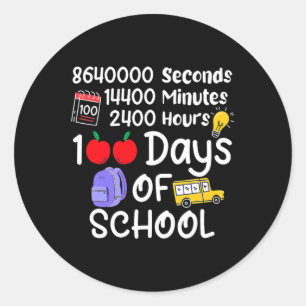 100. Schultag 100 Tage 2400 Stunden 144000 min Runder Aufkleber