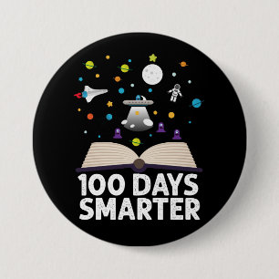 100. Schultag 100 Tage schlauer Bücher Weltraum  Button
