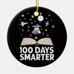 100. Schultag 100 Tage schlauer Bücher Weltraum Keramik Ornament