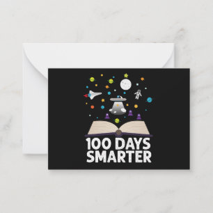 100. Schultag 100 Tage schlauer Bücher Weltraum  Mitteilungskarte