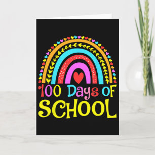 100. Schultag 100 Tage Schule Retro Regenbogen Karte