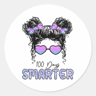 100. Schultag 100 Tage Smarter Girls Messy B Runder Aufkleber