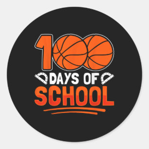 100. Schultag Basketball 100 Schultage Runder Aufkleber